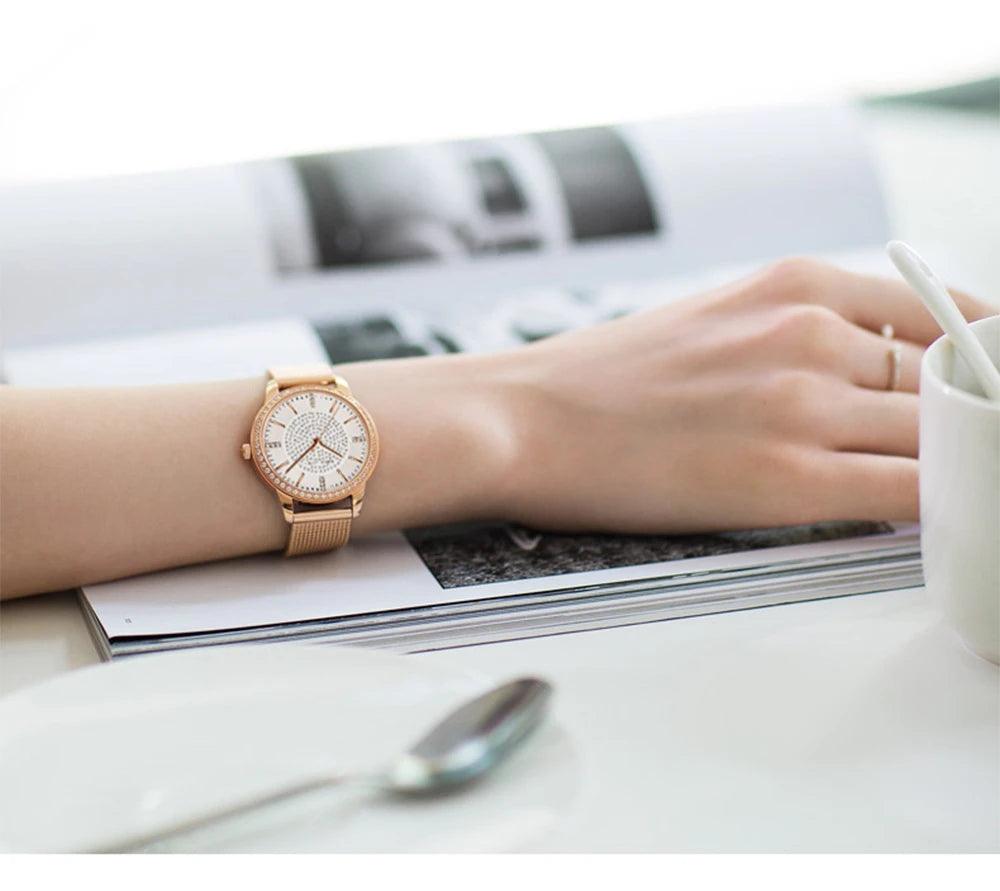 Top Luxury Brand Elegant Diamonds Crystal 1set Bracelet Watch -  Quartz Rhinestones Ladies Fashion Casual Watches