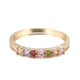 Spanish Style 14K Filled Rose Gold Multiple Stacking AAA Zircon Crysals Rainbow Ring for Women - Fashion Jewellery