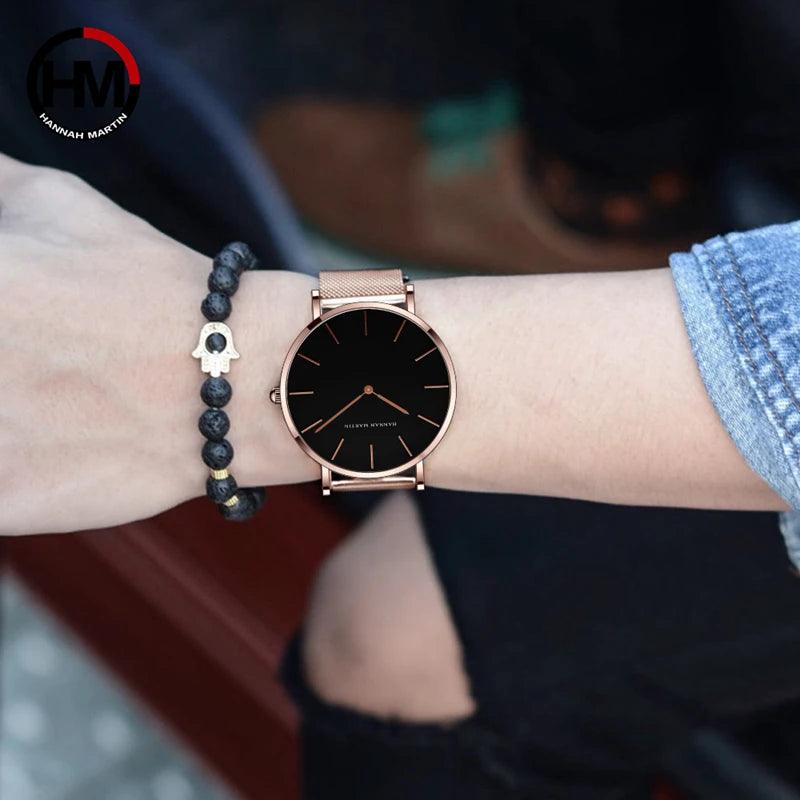 High Quality Elegant Rose Gold Colour Ladies Watches Stainless Steel Mesh Band Quartz Movement Waterproof Watches