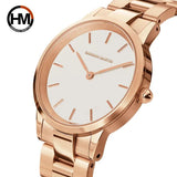 Elegant Rose Gold Plated Round Dial Stain Steel Band Women Watches Japan Movement Quartz Waterproof Wristwatches