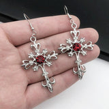 Gothic Punk Cross Hip Hop Rock Red Oil Drip Crystal Drop Earrings for Women - Christian Fashion Jewellery - The Jewellery Supermarket