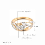 Luxury Vintage Flower Design Rolled 14K Rose Gold AAA Zircon Diamonds Ring - Fashion Daily Fine Jewellery