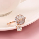 Luxury Bride Wedding Lock 14K Filled Rose Gold Ring Micro Inlays Covered AAA Zircon Diamonds - Fine Jewellery