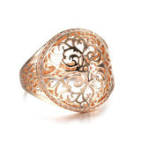 Lovely New Hollow Flower Filled 14K Rose Gold Round Micro-wax Inlay AAA Zircon Diamonds Rings - Party Fine Jewelry