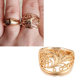 Trendy Unusual Fashion Filled Rose Gold of 14-Karat Purity Unique Hollow Pattern Romantic Ring - Fine Jewellery