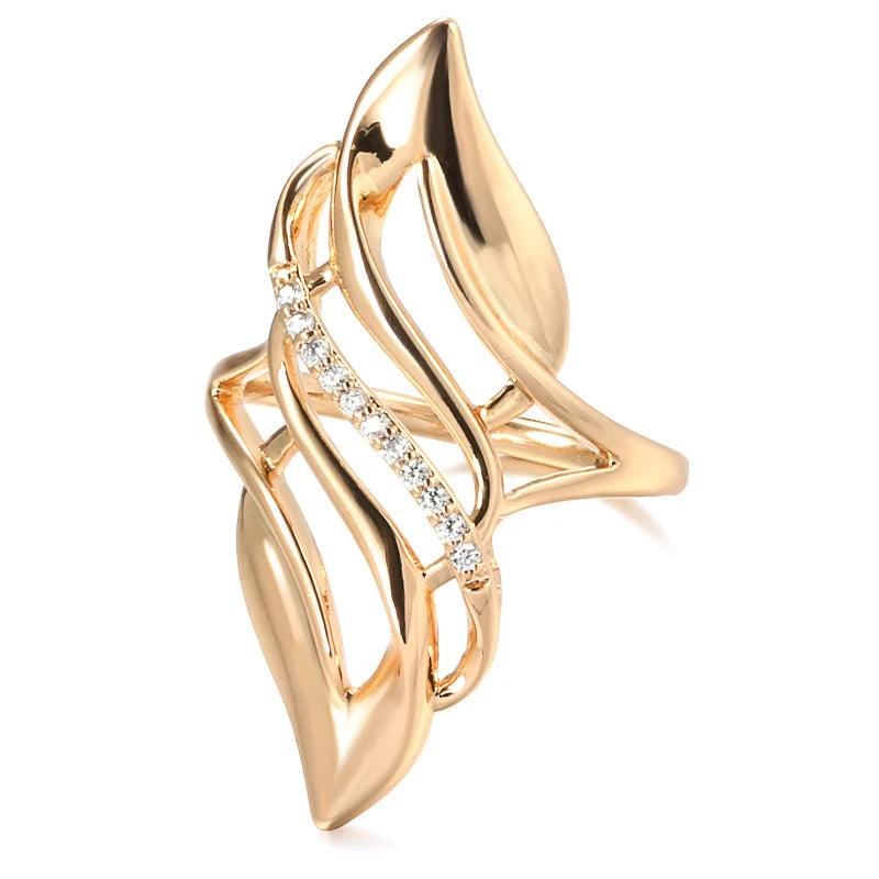 Trendy 14K Rolled Rose Gold Ethnic Style Luxury AAA Zircon Diamonds Rings for Women - Fashion Fine Jewellery