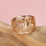Trendy Unusual Fashion Filled Rose Gold of 14-Karat Purity Unique Hollow Pattern Romantic Ring - Fine Jewellery