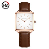 Top Luxury Brand Elegant Ladies Square Dial Wristwatches - Genuine Leather Strap Quartz Movement Design Women Gifts