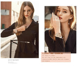 New Elegant  Quartz Women Watch With Bracelet Sets Simple Rose Gold Tone Stainless Steel Band Waterproof Watches