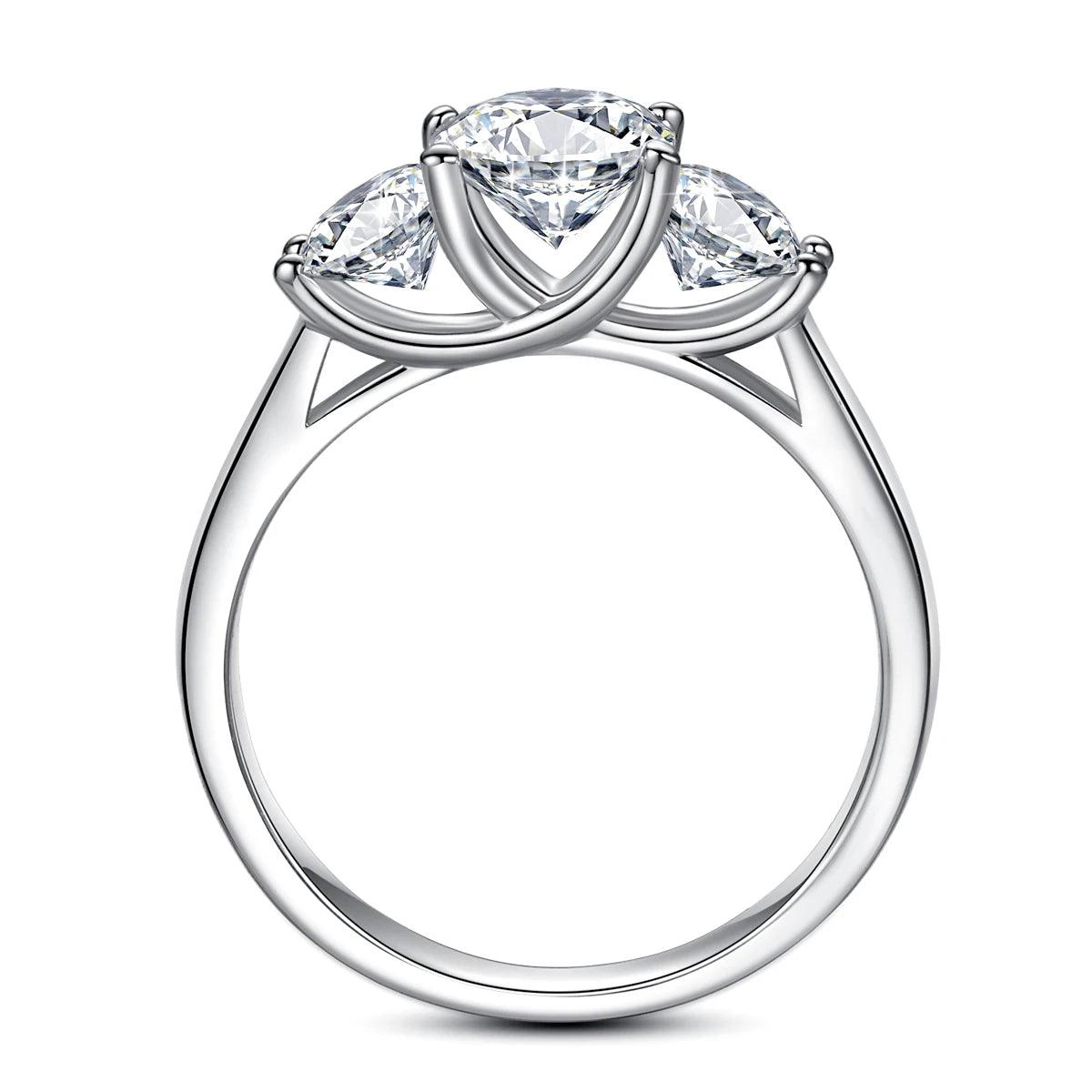 Remarkable 2ct 6.5mm Round Cut Moissanite Diamonds Engagement Wedding Rings, Sterling Silver Certified Jewellery