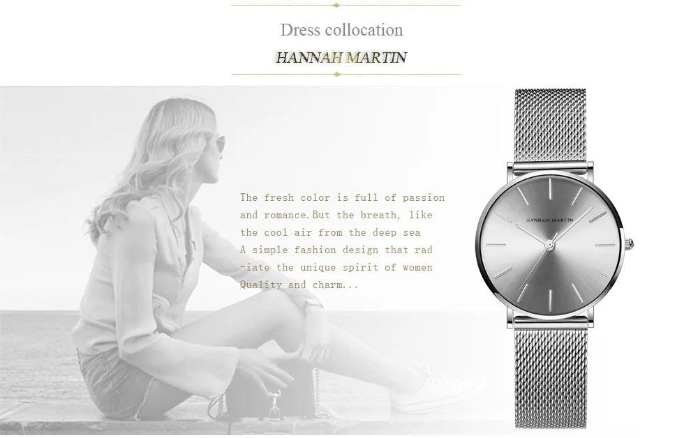 Elegant Simple Design Classic Women Rose Gold Colour Stainless Steel Mesh Casual Waterproof Ladies Quartz Watches