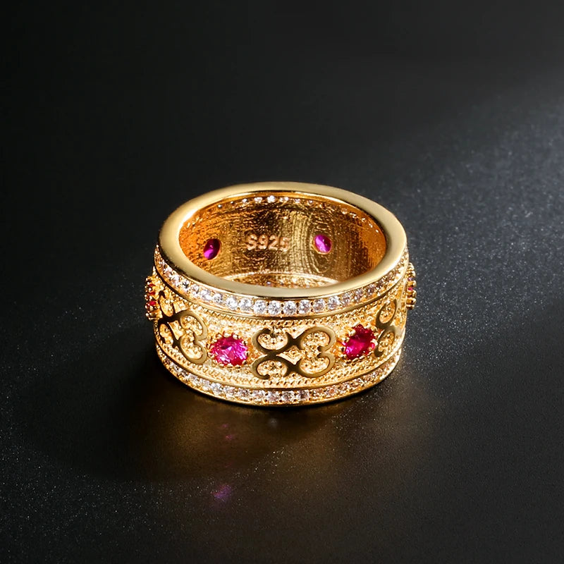 Fashion Luxury Double Row Micro-wax Inlay Filled 14K Rose Gold AAA Zircon Diamonds Rings - Wedding Party Jewellery