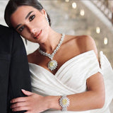 Gorgeous New Trendy Square Yellow High Quality AAA+ CZ 18K Gold/White Gold Plated Jewellery Set For Women - The Jewellery Supermarket