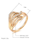 Dazzling Hollow line Wave Ring with 14K Filled Rose Gold  AAA Zircon Diamonds Ethnic Rings - Vintage Fine Jewellery