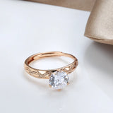 New Arrival Gorgeous Rolled 14K Rose Gold White AAA Zircon Diamond Ring - Vintage Fine Engagement Jewellery