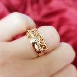 Luxury 14K Rolled Rose Gold Weaving Patterned Queen Crown AAA Zircon Diamonds Ring - Vintage Style Jewellery