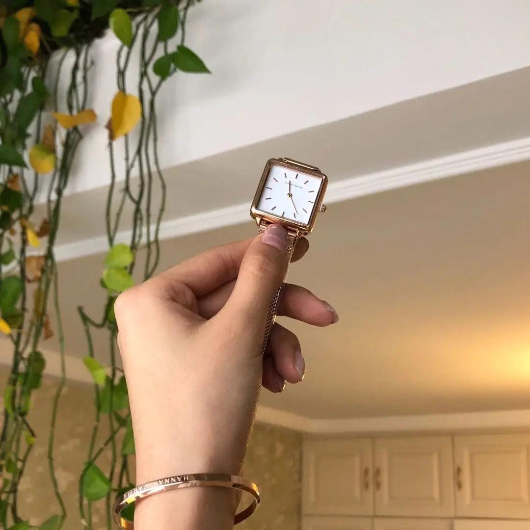 Top Luxury Brand Elegant Ladies Square Dial Wristwatches - Genuine Leather Strap Quartz Movement Design Women Gifts