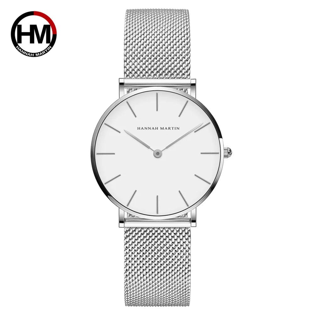 Elegant New Style Japan Quartz Movement Top Brand Stainless Steel Mesh Band Gold Colour Ladie's Waterproof Watches