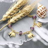 Cute Elephant Purple Color Charming Crystal 20cm Cuban Link Chains Popular Bracelets - The Jewellery Supermarket