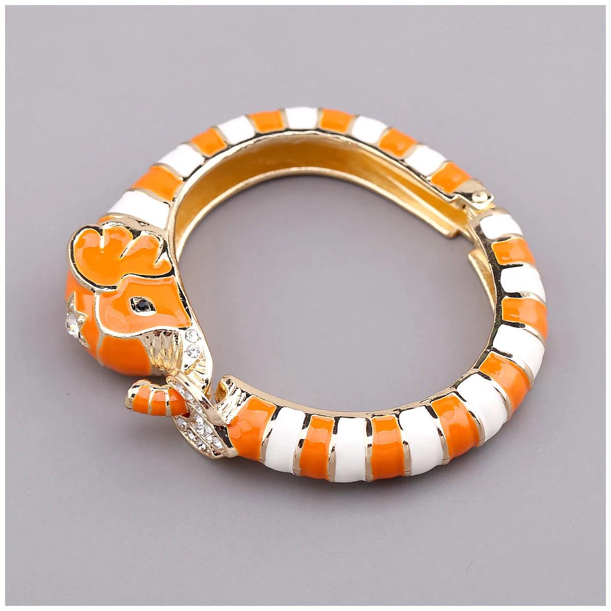 New Animal Style Elephant Inlaid Rhinestone 8 Colors Enamel Statement Bangle Bracelets for Women - Party Jewellery - The Jewellery Supermarket