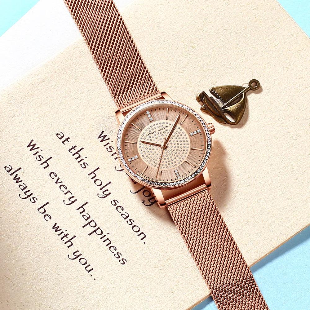 Top Luxury Brand Elegant Diamonds Crystal 1set Bracelet Watch -  Quartz Rhinestones Ladies Fashion Casual Watches