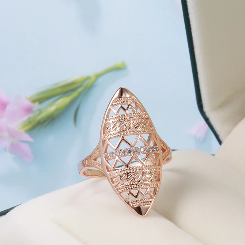 Trendy New Luxury Rolled 14K Rose Gold AAA Zircon Diamonds Ethnic Jewellery Ring - Fine Jewellery