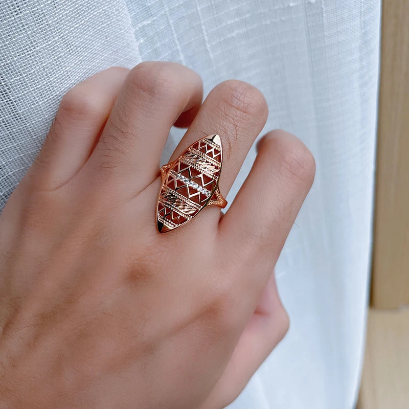 Trendy New Luxury Rolled 14K Rose Gold AAA Zircon Diamonds Ethnic Jewellery Ring - Fine Jewellery