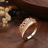 Luxury 14K Rolled Rose Gold Weaving Patterned Queen Crown AAA Zircon Diamonds Ring - Vintage Style Jewellery