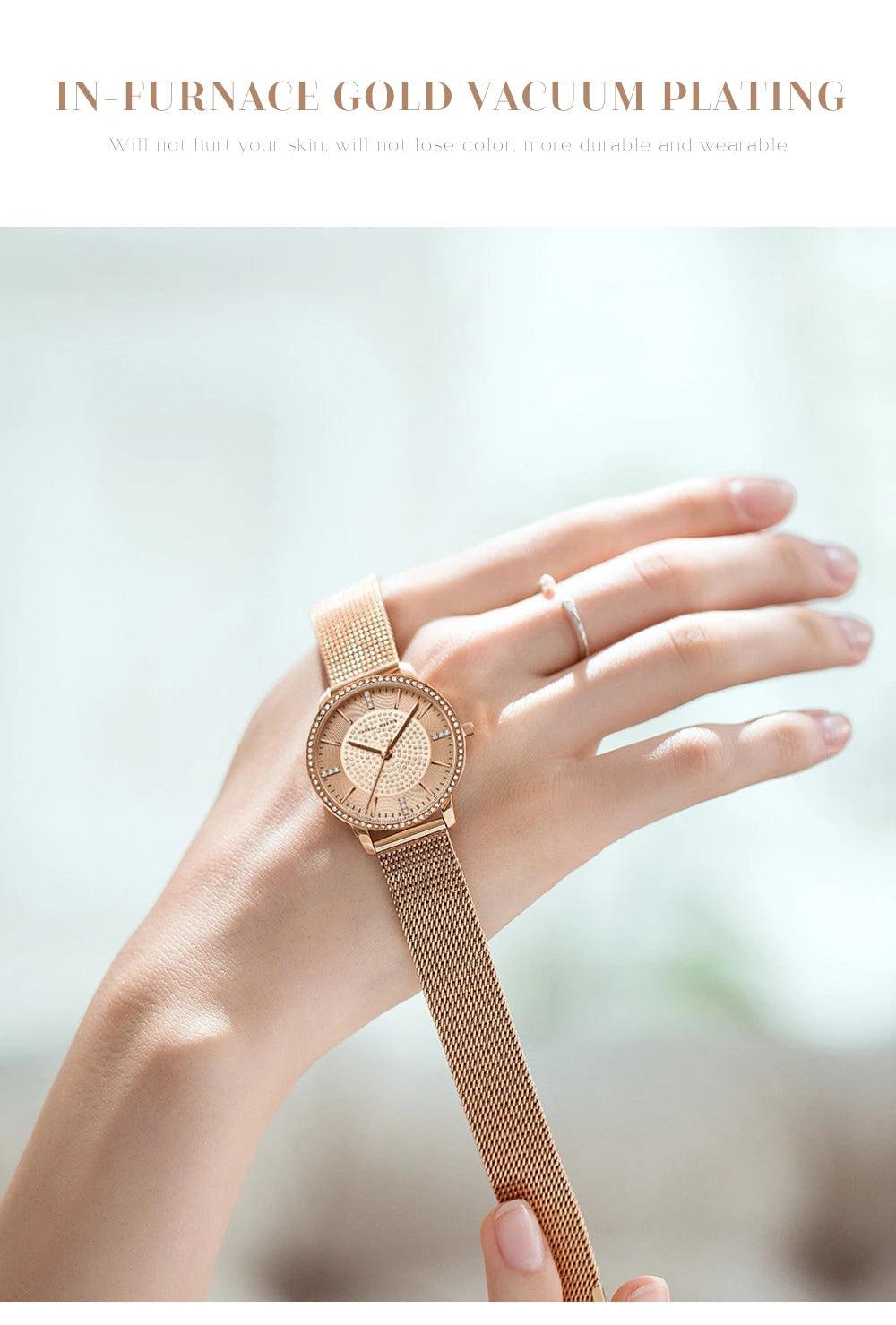 Top Luxury Brand Elegant Diamonds Crystal 1set Bracelet Watch -  Quartz Rhinestones Ladies Fashion Casual Watches