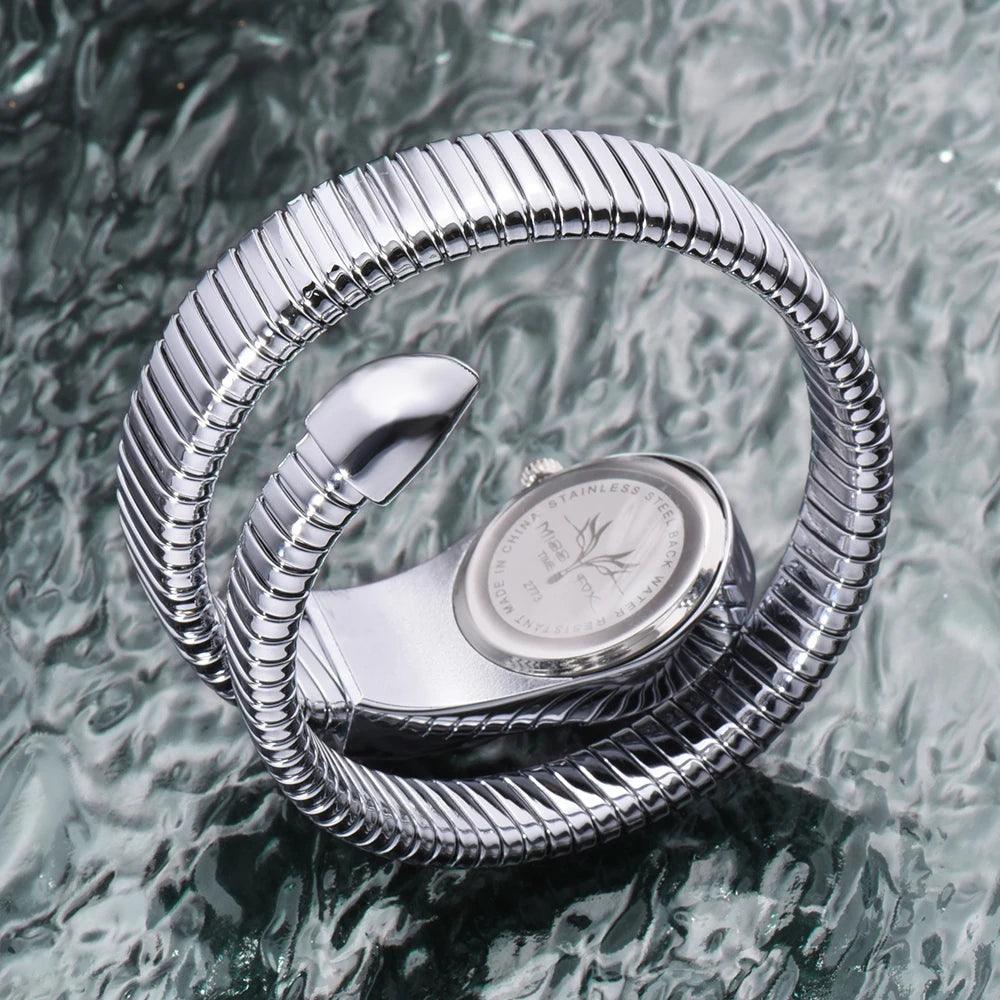 High Quality Top Brand Golden Colour Snakes Shape Ladies Watch Jewellery - Casual Fashion Dress Women's Watches