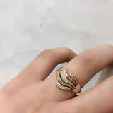 Dazzling Hollow line Wave Ring with 14K Filled Rose Gold  AAA Zircon Diamonds Ethnic Rings - Vintage Fine Jewellery
