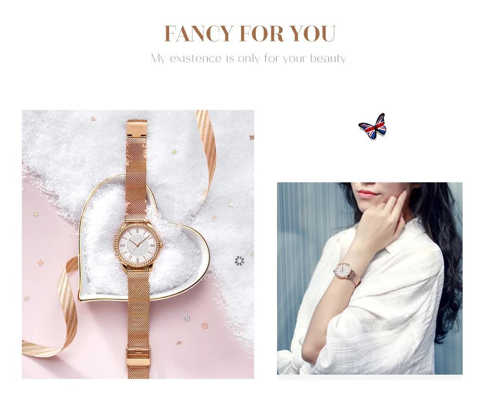Top Luxury Brand Elegant Diamonds Crystal 1set Bracelet Watch -  Quartz Rhinestones Ladies Fashion Casual Watches