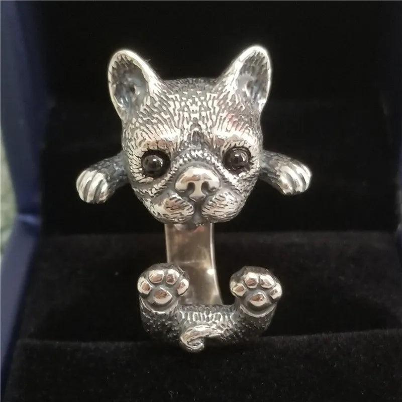New Cute Lifelike Cat Opening Rings For Women and Girls - Trendy Silver Color Adjustable Jewellery Rings - The Jewellery Supermarket