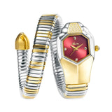 Hot Fashion Stainless Steel Bangle Snake Shape Zircon Diamond Ladies Watches - Quartz Silver Colour Wristwatches