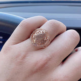 Lovely New Hollow Flower Filled 14K Rose Gold Round Micro-wax Inlay AAA Zircon Diamonds Rings - Party Fine Jewelry