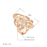 Exquisite Hollow Crystal Flower 14K Rolled Rose Gold AAA Zircon Diamons Pave Setting Ring - Vintage Jewellery