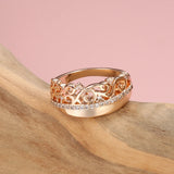 Luxury 14K Rolled Rose Gold Weaving Patterned Queen Crown AAA Zircon Diamonds Ring - Vintage Style Jewellery