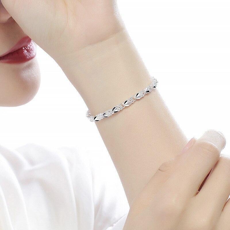 Fine Charming 925 Sterling silver Heart Lucky Clover Bracelets For women - Pretty Fashion Jewellery Gifts - The Jewellery Supermarket