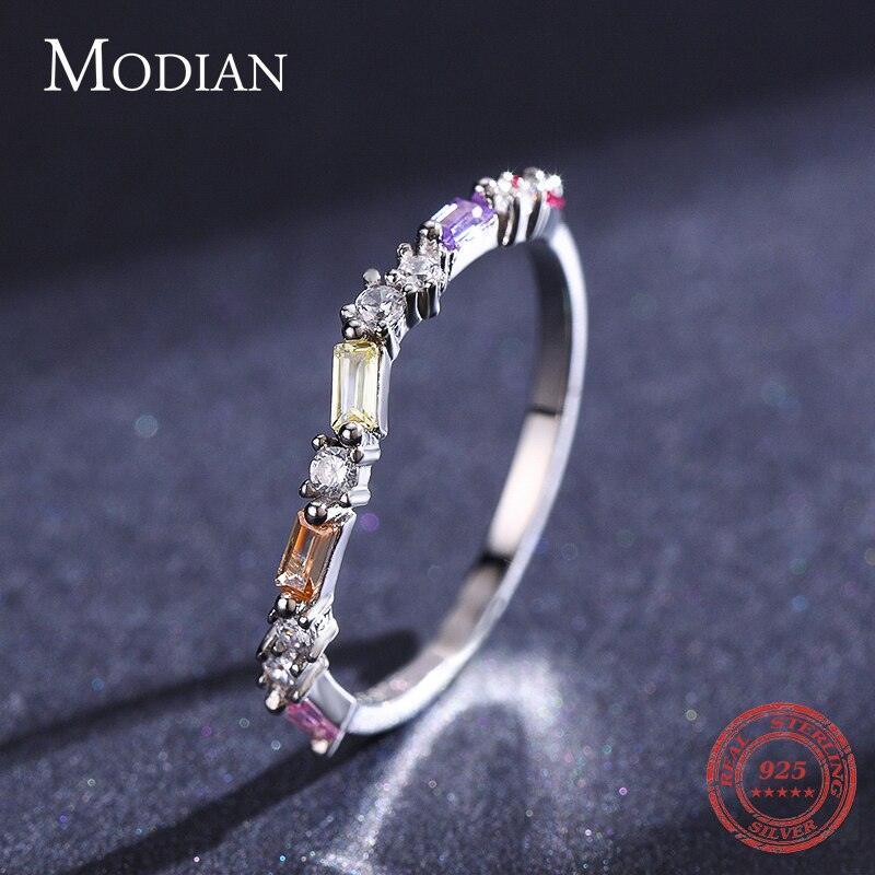 Sterling Silver Multicolor AAAA Simulated Diamonds Charm Simple Ring For Women - Fashion Silver Fine Jewellery - The Jewellery Supermarket