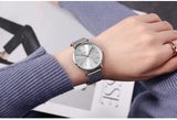 Elegant Simple Design Classic Women Rose Gold Colour Stainless Steel Mesh Casual Waterproof Ladies Quartz Watches