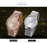 Elegant Simple Design Classic Women Rose Gold Colour Stainless Steel Mesh Casual Waterproof Ladies Quartz Watches
