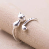 New Cute Lifelike Cat Opening Rings For Women and Girls - Trendy Silver Color Adjustable Jewellery Rings - The Jewellery Supermarket