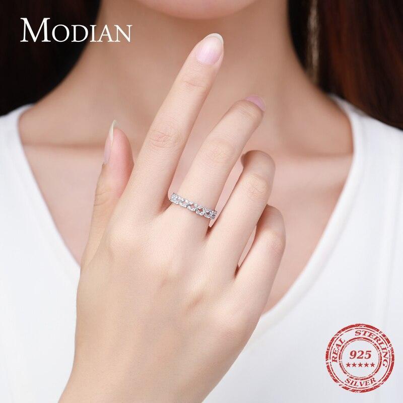 Sterling Silver Geometric Stackable Clear AAAA Simulated Diamonds Ring - Wedding Statement Jewellery - The Jewellery Supermarket