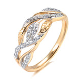 Luxury Vintage Flower Design Rolled 14K Rose Gold AAA Zircon Diamonds Ring - Fashion Daily Fine Jewellery