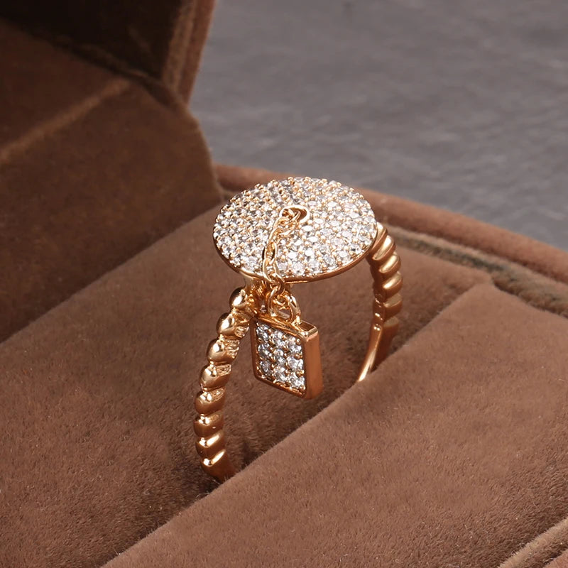 Luxury Bride Wedding Lock 14K Filled Rose Gold Ring Micro Inlays Covered AAA Zircon Diamonds - Fine Jewellery