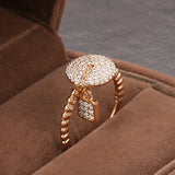 Luxury Bride Wedding Lock 14K Filled Rose Gold Ring Micro Inlays Covered AAA Zircon Diamonds - Fine Jewellery