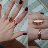 Latest Fashion Weaving Filled 14K Rose Gold Rhombus Glossy Rings - Ethnic Style Bride Wedding Jewellery