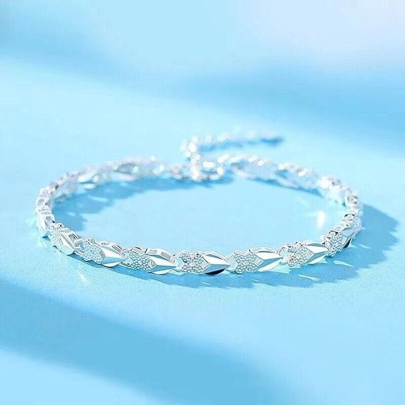 Fine Charming 925 Sterling silver Heart Lucky Clover Bracelets For women - Pretty Fashion Jewellery Gifts - The Jewellery Supermarket