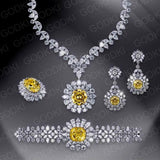 Gorgeous New Trendy Square Yellow High Quality AAA+ CZ 18K Gold/White Gold Plated Jewellery Set For Women - The Jewellery Supermarket