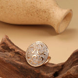 Luxury AAA Zircon Diamonds 14K Rolled Rose Gold Crystal Flowers Big Round Ring For Women - Engagement Jewellery
